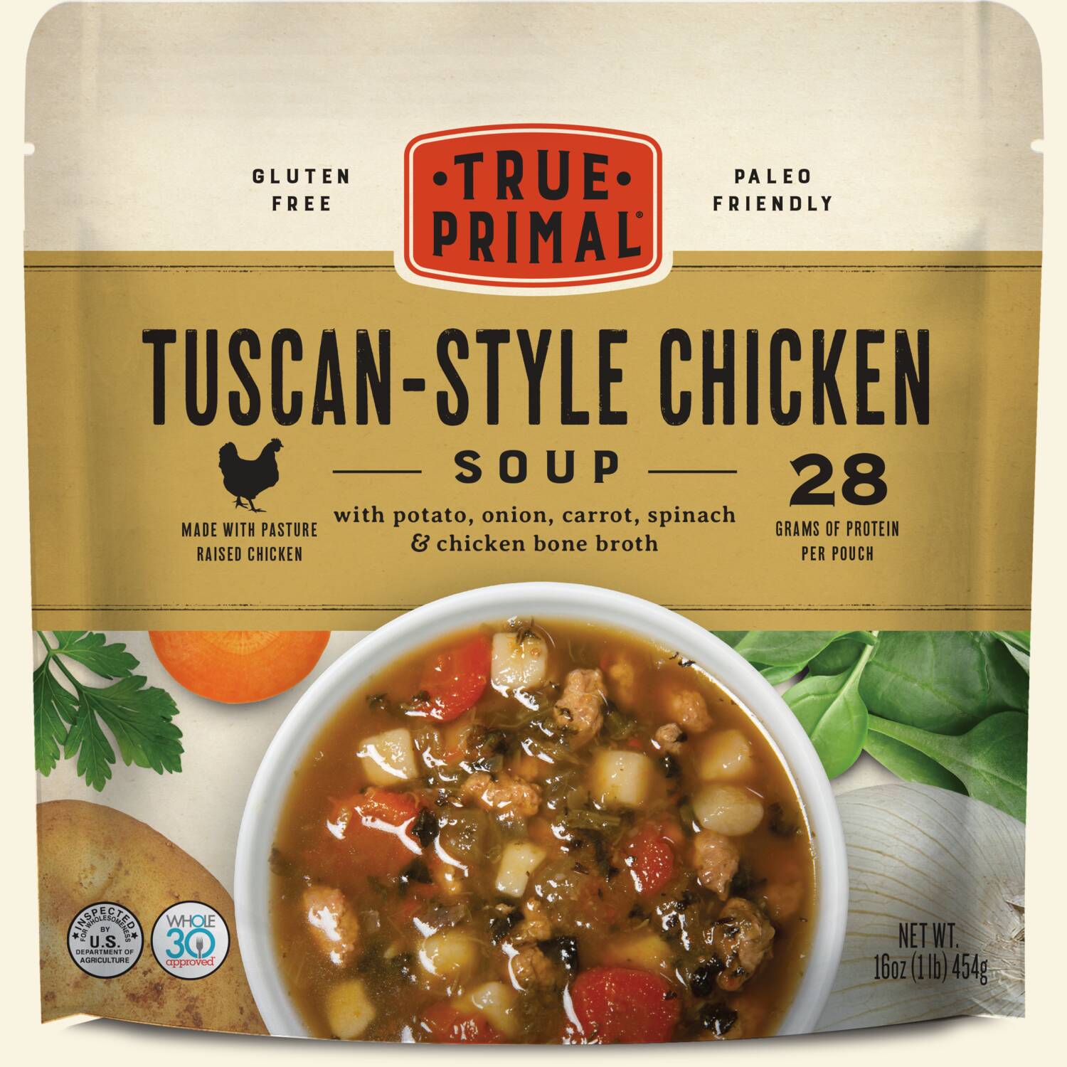 True Primal Tuscan-Style Chicken Soup in pouch, front