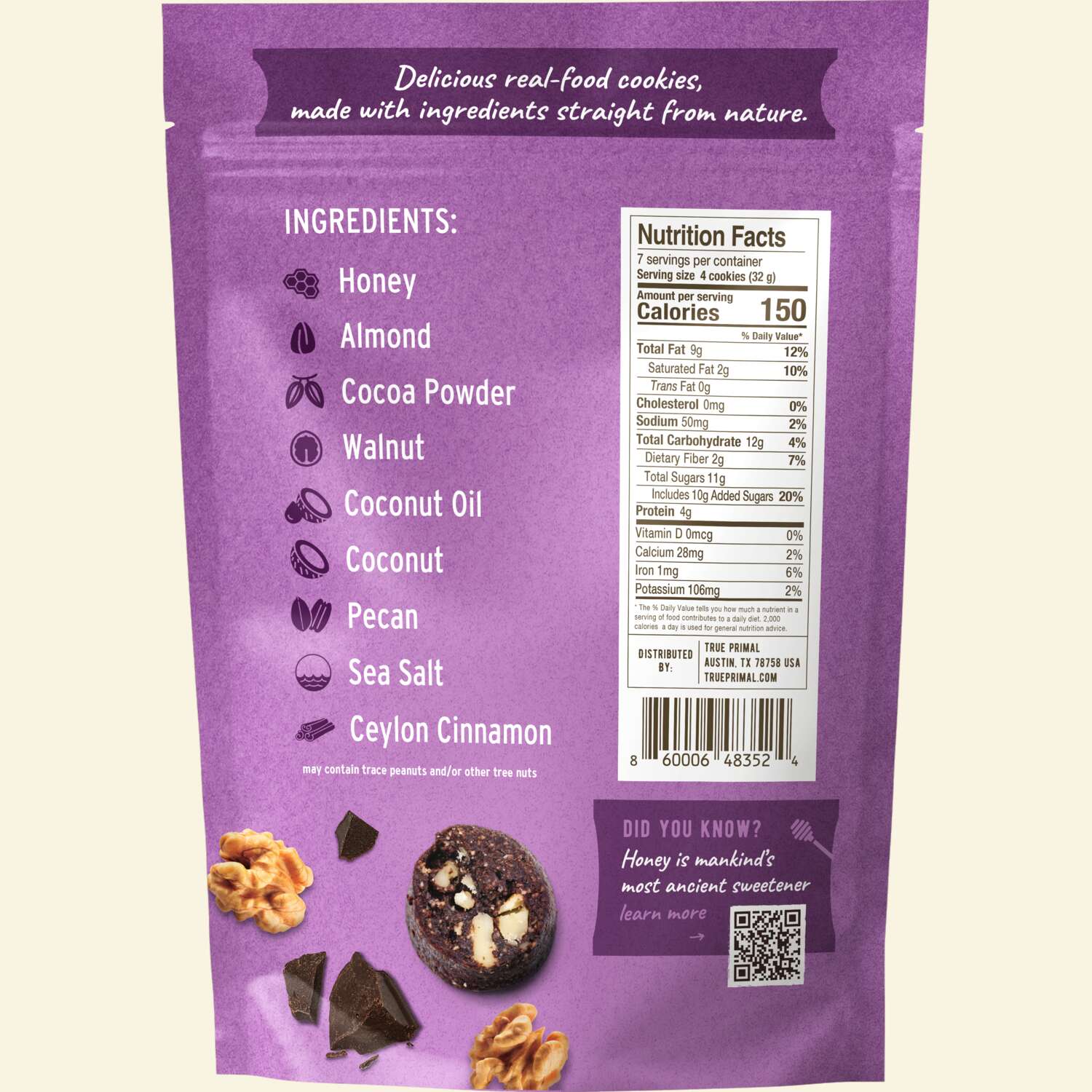 Ona Brownie-Style Cookies in pouch, back