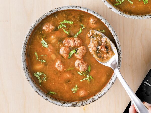 True Primal Savory Wedding Organic Soup in bowl with spoon