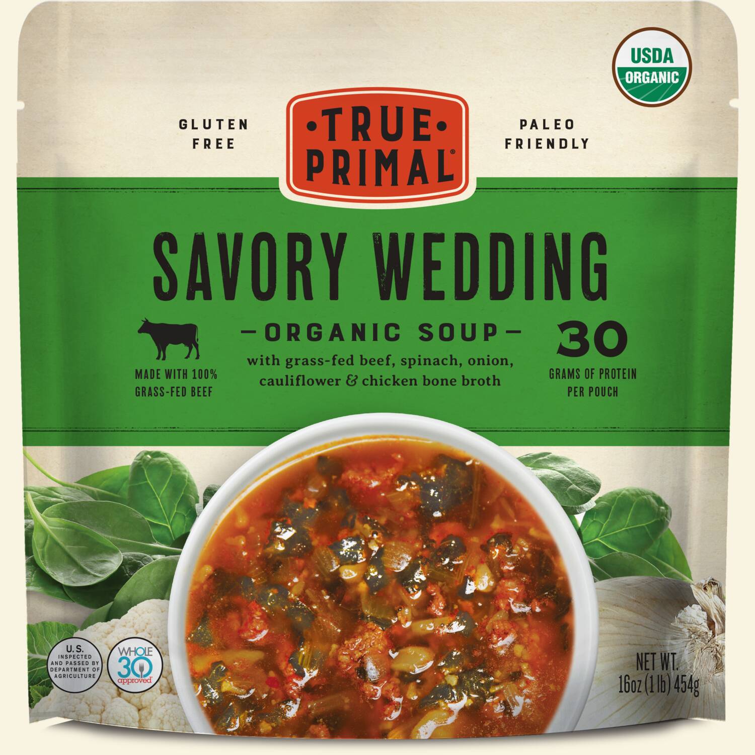 True Primal Savory Wedding Organic Soup in pouch, front