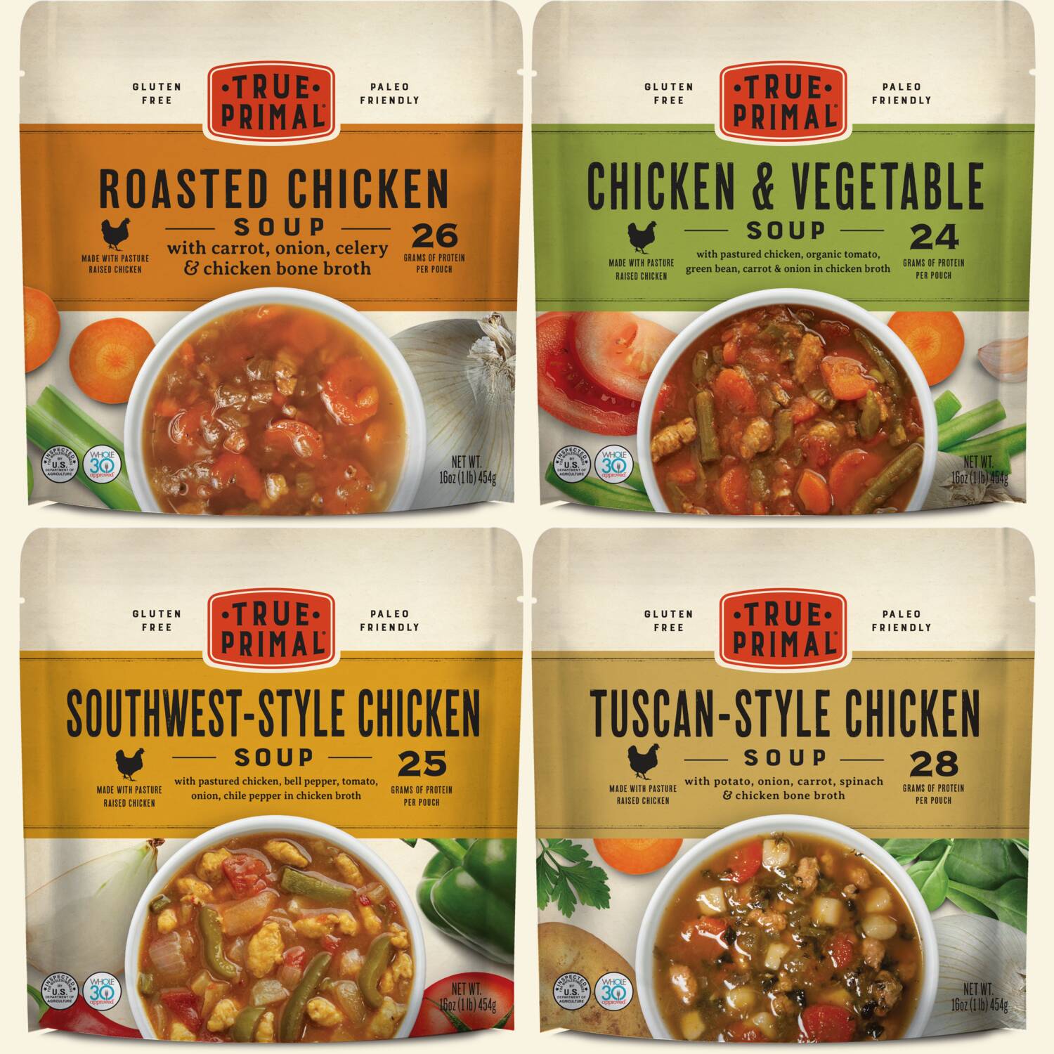 Roasted Chicken Soup, Chicken & Vegetable Soup, Southwest-Style Chicken Soup, Tuscan-Style Chicken Soup