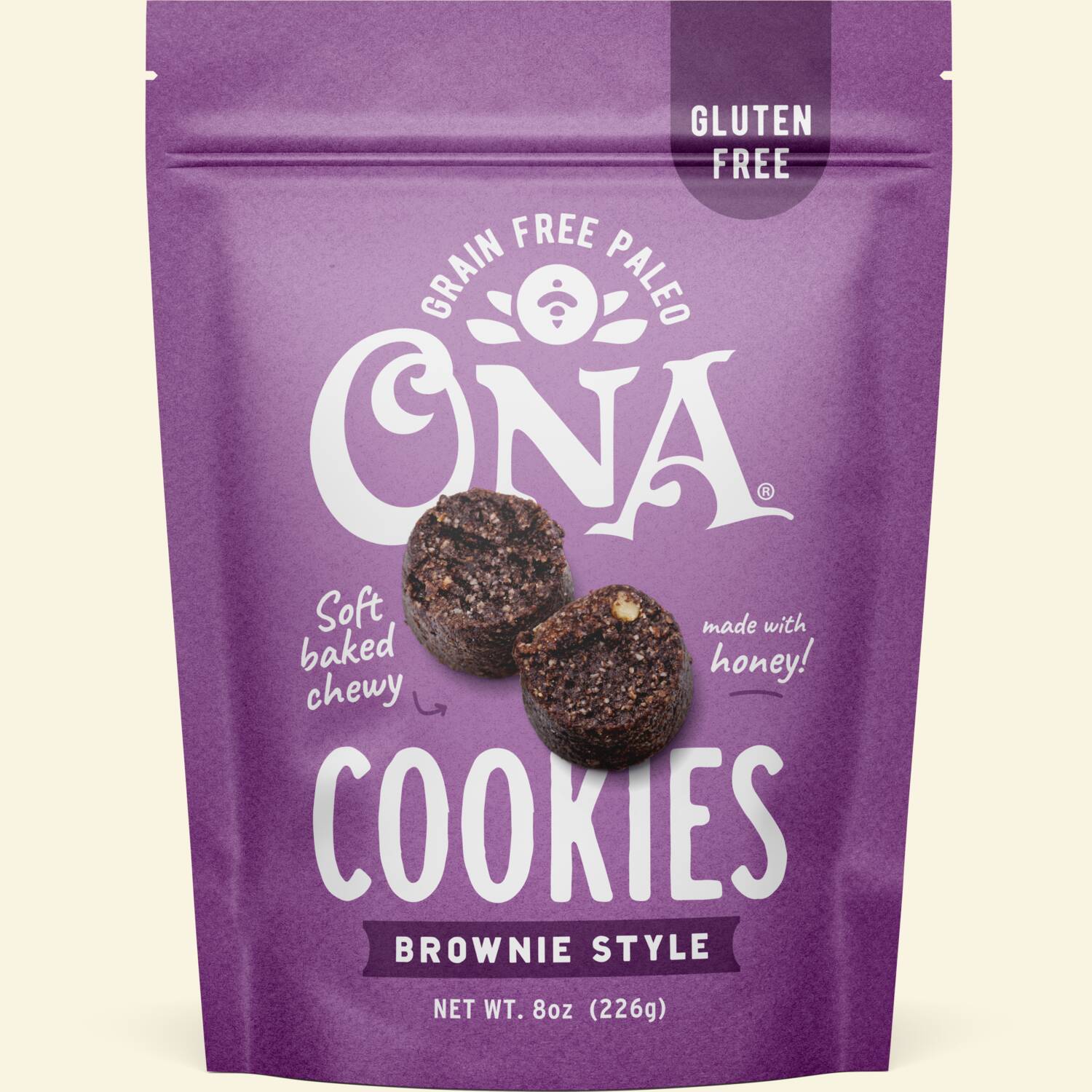 Ona Brownie-Style Cookies in pouch, front