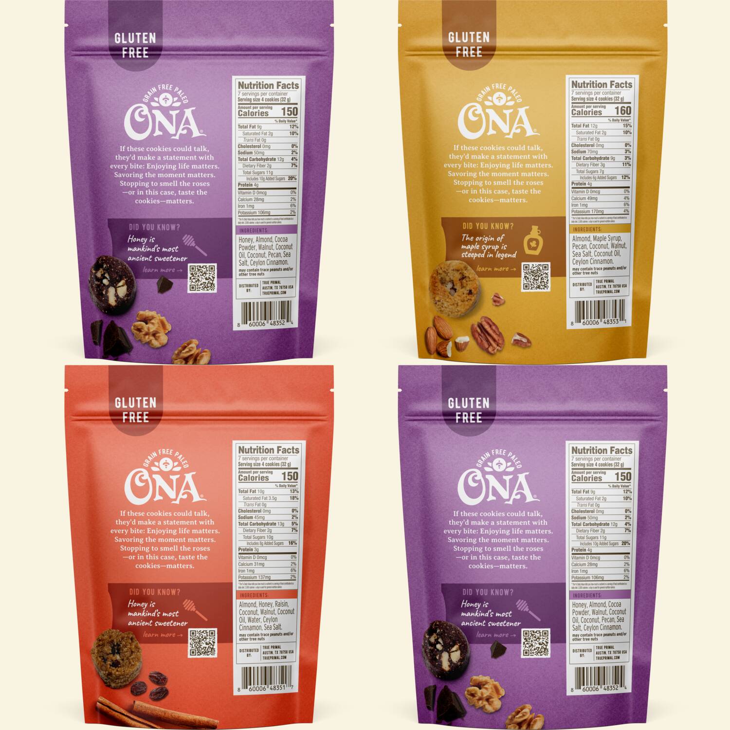 Ona Cookies Top Variety Pack in pouch, back
