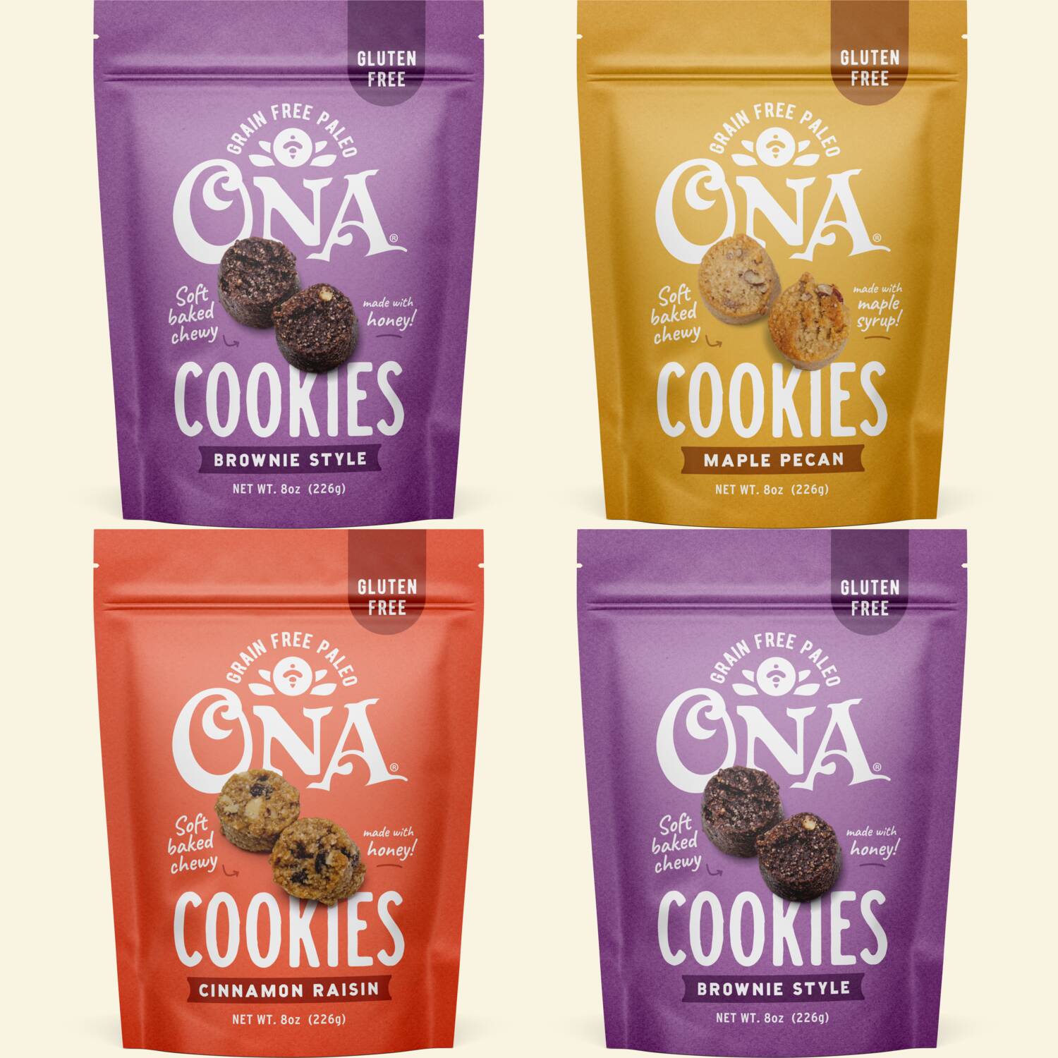 Ona Cookies Top Variety Pack in pouch, front
